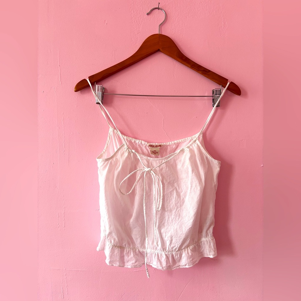 Guess White Tie-Front Cami